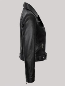 Resim Deriwork Hakiki Deri Siyah Kemerli Cepli Fermuarlı Kadın Deri Ceket Siyah 