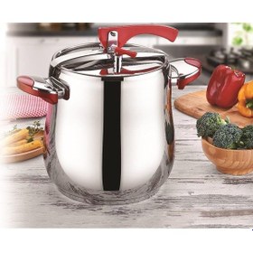 Resim Inter Çelik Düdüklü Tencere 12 L Kırmızı Gümüş - Kırmızı 