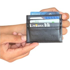 Resim Premium Serisi Lüks Deri Özel Tasarım Yatay Klasik Erkek Kartlık Siyah 
