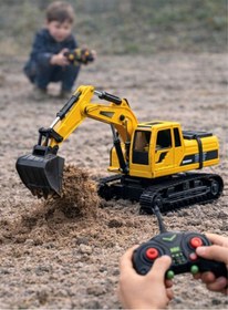 Resim Uzaktan Kumandalı Ekskavatör Oyuncak Kepçeli İnşaat Aracı Rc Model Diğer 