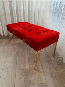 Resim Modern Dilim Puf Ayakucu Puf Gold Metal Ayak 100 45 Kırmızı 