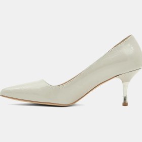 Resim Desa Kadın Bej Kroko Baskılı Sivri Burunlu Deri Stiletto 