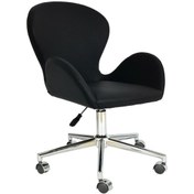 Resim Mobilyakeyfi Bürocci Roberta Metal Ayaklı Çalışma Koltuğu-Siyah Deri-2069A0101 