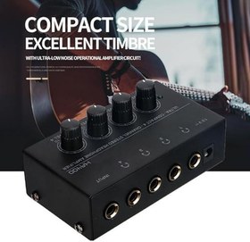 Resim Kulaklık Amplifikatörü, Profesyonel Düşük Gürültülü Mini Yüksek Güçlü 4 Kanallı Stereo Kulaklık Amplifikatörü, Evrensel Uyumluluk, Olağanüstü Ses Performansı (AB fişi) 