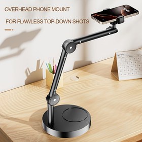 Resim Top Shot Mobil Telefon Tutucu, Masaüstü Mobil Telefon Tutucu, Mobil Telefon Çekim Braketi, 360 Derece Ayarlanabilirlik, Canlı Yayın ve Video Kaydı için Uygun 