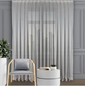 Resim DECO PERDE Düz İnce Çizgili Tül Perde Sık Pile (1'e 3 Pile) Gümüş Gümüş 460 x 230 