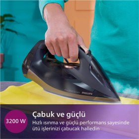 Resim 3200W Güçlü, 55G/DK Buhar Çıkışlı, Şık Lacivert Buharlı Ütü 