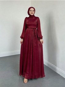 Resim STİLZARAFET Kuşaklı Janjan Kumaş Tesettür Abiye 