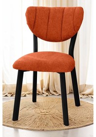 Resim Nemeron Mutfak Masa Sandalyesi Kafe Restoran Yemek Odası Çizgili Yarmalı Sandalye Silinebilir Kiremit Kiremit 