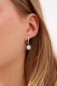 Resim Bilsen Store Gümüş Kaplamalı Beyaz Zirkon Taşlı Güneş Model Küpe 