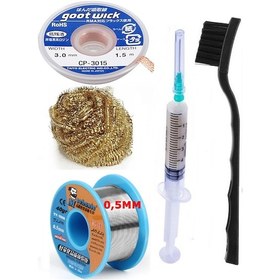 Resim Mechanic/ Lehim Sn63/pb37 40g 0,5mm Havya Ucu Temizleme Teli Lehim Toplama Cp-3015 Emme Teli 3,0mm Set01 