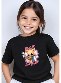 Resim Panios Kids And Cool Baskılı Kız Çocuk Kısa Kollu T-shirt Siyah 