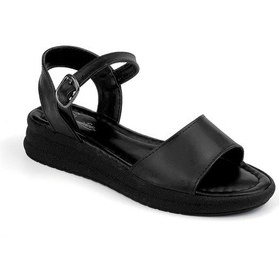 Resim Kadın Siyah Tokalı Dolgu Topuklu Sandalet 3 Cm Günlük Rahat Siyah 