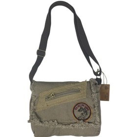 Resim Old Cotton Cargo Vintage Küçük Salaş Unisex Günlük Çapraz Postacı Çantası S Boy 26x20cm Bej 
