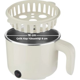 Resim Aesco Mini Elektrikli Pişirici 1 Litre Buharda Pişirme Tepsili Çok Amaçlı Mutfak Tenceresi - Lisinya 