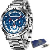 Resim Hanyang Silverblue Lıge Moda Erkek Izle Üst Marka Lüks Spor Kuvars Chronograph Kol Saatleri Rahat Tüm Çelik Aydınlık Izle Religio Masculino (Yurt Dışından) 