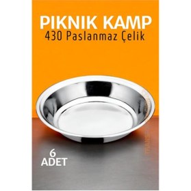 Resim Najmaddin HSNET Paslanmaz Çelik Tabak Seti Kamp Piknik Tabağı 6 ADET - najmaddin9978-7320 