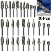 Resim 10/30 adet Tungsten Karbür Döner Frez Seti, Ahşap İşleme, Delme, Metal Oyma, Kazıma, Parlatma için Karbür Çift Kesim Oyma Uçları 