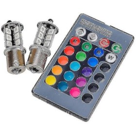 Resim 2x Ba15s 1156 Rgb Led Geri Vites Fren Gündüz Farı Sis Lambası Ampulü 27smd P21w 