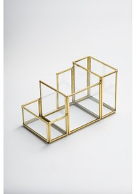 Resim Kalemlik Cam Organizer Pirinç & Gold 