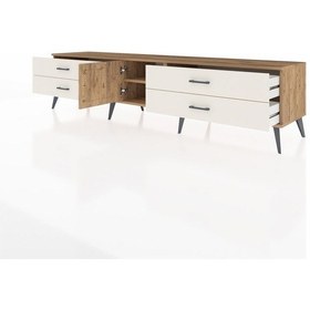 Resim Hyperion Tv Ünitesi Tek Raflı 4 Çekmeceli Tek Kapaklı 220x44x51 Çam-çam/aytaşı Atlas Çam/aytası - Atlas Çam 