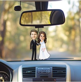 Resim Ejoya Kişiye Özel Fotoğraflı Sen ve Ben Karikatür Araba Dikiz Ayna Süsü 114956 