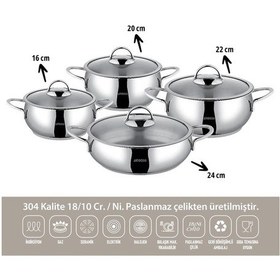 Resim Stone Stn-5674 8 Parça Çelik Tencere Seti 
