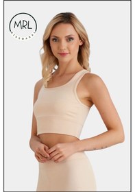 Resim Kadın Ten Rengi Sporcu Sütyeni Pedli Likralı Destekleyici Su Sporları Koşu Fitness Dans Sports Bra Ten Rengi 