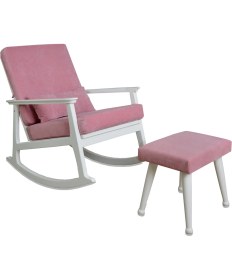 Resim Asedia Iskandinav Lake Pembe Minderli Puflu Sallanan Sandalye Dinlenme Koltuğu 