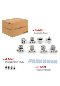 Resim Ayrıntıshop Duşakabin Tekerleği Rulman Tekerlek Krom Alt Üst 8 Li 24mm Krom 