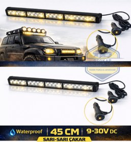 Resim KAPOTO 45cm Off Road Led Projektör Çakar Işık Sarı-Sarı 9V-30V Araç Üstü Led Bar 