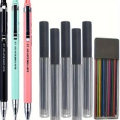 Resim 9/7 Adet/Paket 2.0Mm Mekanik Kurşun Kalemler: Siyah Uçlu, 12 Renkli Uçlu Silgi, Kalemtıraş, Yedek Uçlar - Sanatsal Çizim, Yazma, Mühendislik ve Tasarım İçin İdeal 