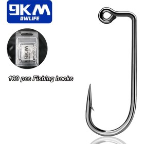 Resim 100 adet 9KM Yüksek Karbonlu Çelik Jig Kancaları, 90° Aberdeen Ağır Tel DIY Jighead'lar İçin - Yüksek Mukavemetli, Korozyona Dayanıklı, Tuzlu ve Tatlı Su Balıkçılığı için Mükemmel, Alabalık, Levrek, Alabalık ve Daha Fazlası için İdeal, Balıkçılık Jigleri 