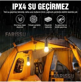 Resim Usb & Güneş Enerjili Kamp Lambası Askılı, Ipx4 Suya Dayanıklı, 4 Modlu Taşınabilir Led Ampul Siyah 