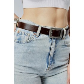 Resim 2'li Hakiki Deri Kadın Kemeri 3cm Eskitme Toka Siyah Kahverengi 