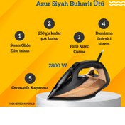Resim Philips Azur 2800W Siyah/gold Buharlı Ütü 