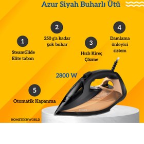 Resim Philips Azur 2800W Siyah/gold Buharlı Ütü 