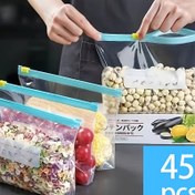 Resim 45 adet Fermuarlı Depolama Çantası - Yeniden Kullanılabilir, Sızdırmaz Plastik Çantalar Meyve, Sebzeler, Tahı ve Etler İçin - Mutfak Düzeni, Gıda Koruma İçin İdeal | Yeniden Kullanılabilir Fermuarlı Çantalar | Güvenli Kapatma 