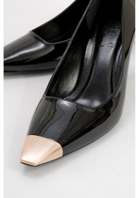 Resim Luvishoes Luvi Shoes Moanda Siyah Rugan Kadın İnce Topuklu Ayakkabı Siyah Rgn 