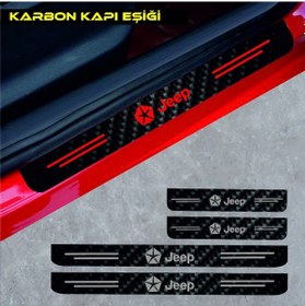 Resim Jeep Cherokee İçin Özel Yeni Uyumlu Aksesuar Oto Kapı Eşiği Özel Yeni Sticker Karbon 4 Adet 