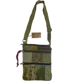 Resim Vintage Renkli Etnik Salaş Küçük Boy Plaj Günlük Kadın Kol Omuz Çantası 24cm X 29cm Yeşil 
