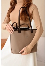 Resim Just Polo Kadın Orijinal Just Polo Yeni Sezon Büyük Boy Lüks El Çantası Shopper Ebat : 25 X 30 Cm Kum Kahverengi 