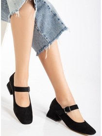 Resim Aska Shoes St-006 Rugan/cild/süet Günlük 4 Cm Topuklu Bayan Ayakkabı Siyah Süet Siyah 