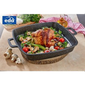 Resim Eda Cookware Döküm Kare Çat Çok Amaçlı Tepsi 36 Cm Siyah Zk-951 