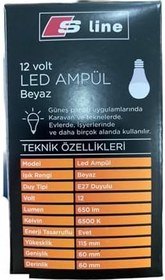 Resim Tasarruflu 6500K 650 Lümen 12 Volt Led Ampül Beyaz Renk E27 Duy 650 Lm 6500K 