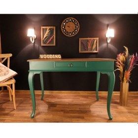 Resim Wooding-Mobilya Wooding 100 Cm Çekmeceli Masif Yeşil Naturel Çalışma Masası 