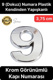 Resim Svein No 9 Kapı Numarası Kendinden Yapışkanlı Masa Dolap Plastik Ev Posta Kutusu Dış Mekan Daire 3,75 cm 