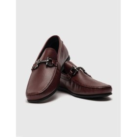 Resim Cabani Hakiki Deri Bordo Erkek Loafer 