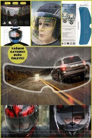 Resim Kiesa Yağmur Kaydırıcı Film, Buğu Önleyici Kask Filmi Su Kaydırıcı Film Ön Cam Filmi Tüm Kasklara Uyumlu 