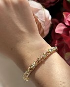 Resim Pembe Çiçek Mineli Kelepçe Bileklik 